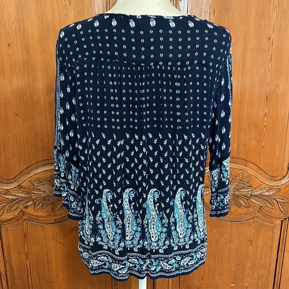 Bila Peasant Top with Tassle Neckline and Bell Sleeve - Picture 3 of 7